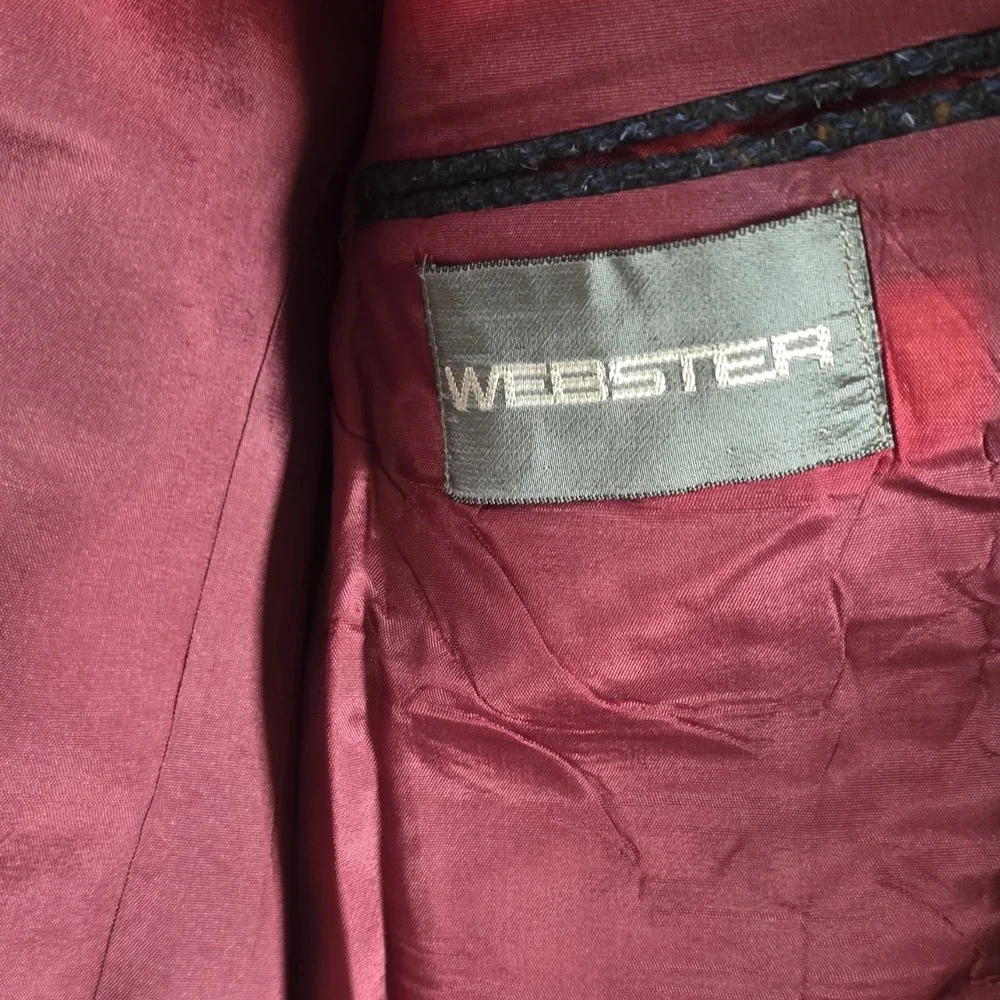 Webster Wool Tweed Dark Blue Herringbone Unisex Double-Breasted Blazer